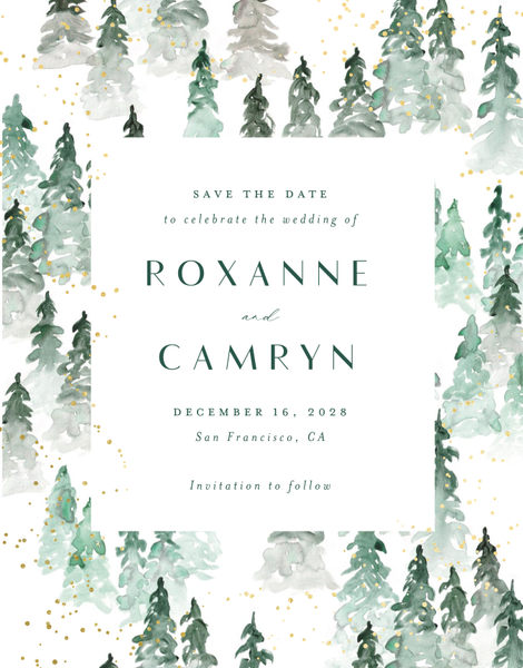 Spruce Portrait Foil | White | Zola Save The Dates