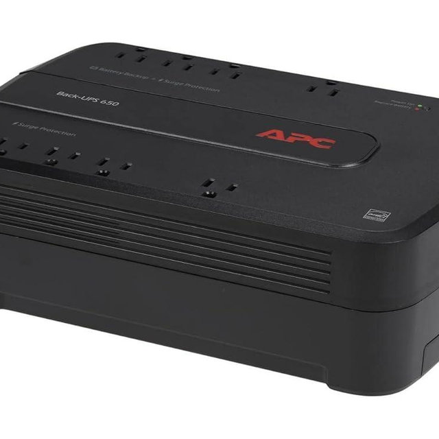 APC UPS Battery Backup Surge Protector, BE650G1 Surge Protector with Battery Backup, Dataline Protection, Backup Battery Power Supply