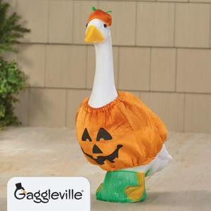 Gaggleville Pumpkin Goose Outfit, Fits 23" H Large Porch Goose