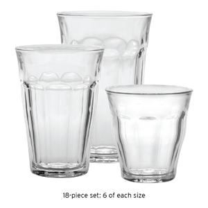 Picardie Tumblers, Clear, 18 piece Set