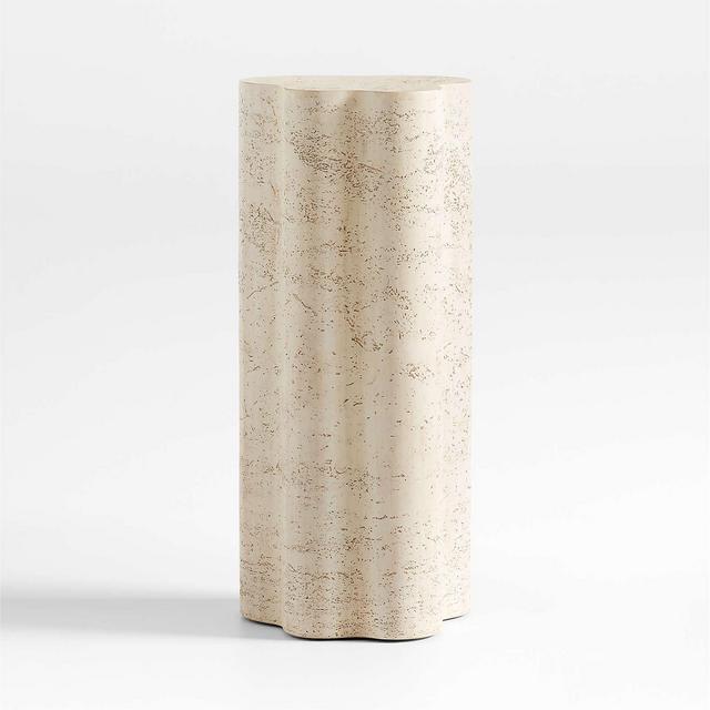 Fleur Tall Faux Travertine Resin End Table