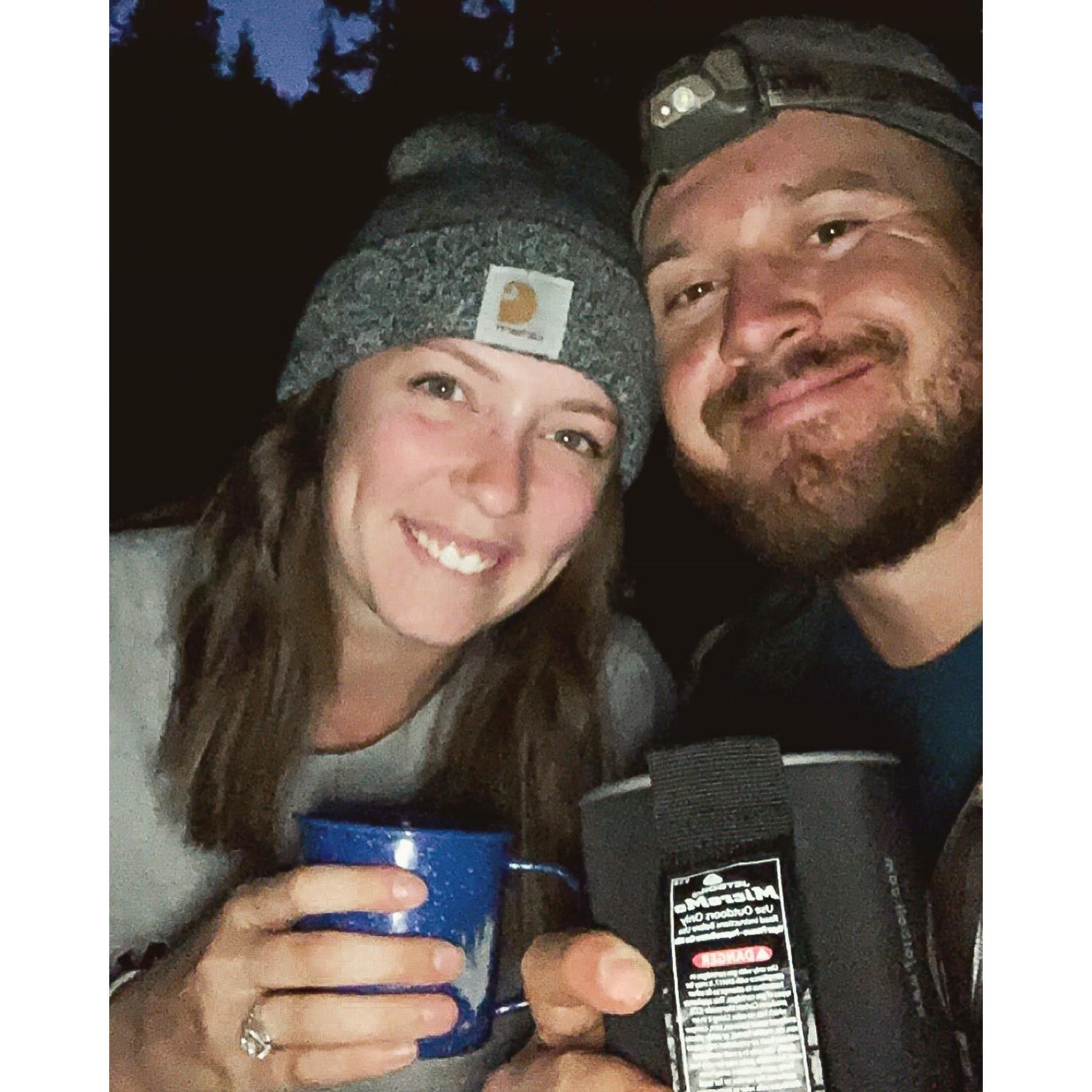 Had hot chocolate the first night of backpacking the weekend we got engaged!