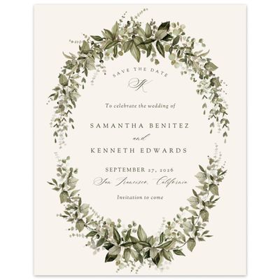 Linen, Beige Wedding Digital Save the Date - Elowen Portrait