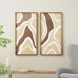 2-Piece Abstract Textured Wavy Framed Wall Art Set