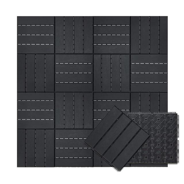 Candockway Plastic Interlocking Deck Tiles, 36 Pack Outdoor Flooring Waterproof Pavers for Patio Garden Porch Yard, All Weather Use, Dark Grey