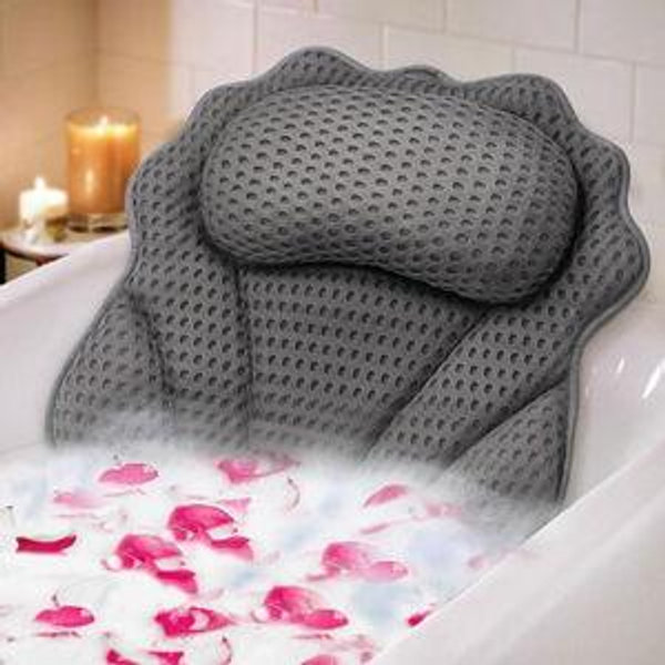 Bath Pillow RUVINCE Ergonomic Luxury Bathtub Pillow with Head,Neck, Shoulder and Back Support, 4D Bath Pillows for tub with 6 Powerful Suction Cups, Fits All Bathtub