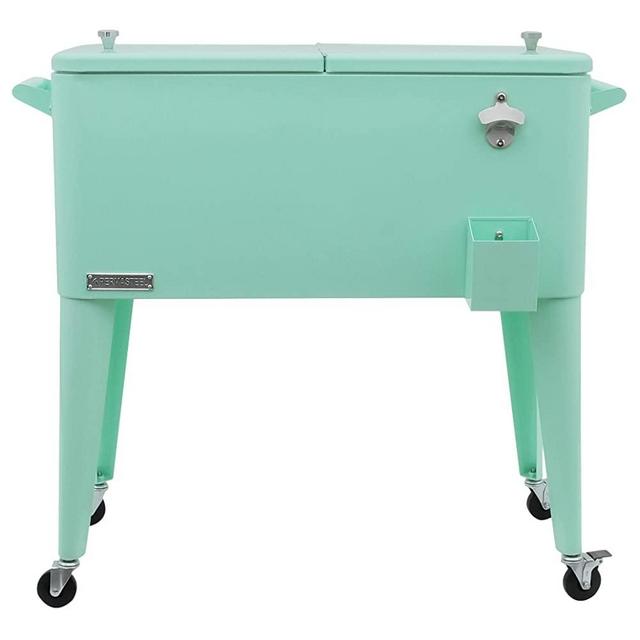 Permasteel PS-203-MT-AM 80 Quart Portable Rolling Patio Cooler, Mint