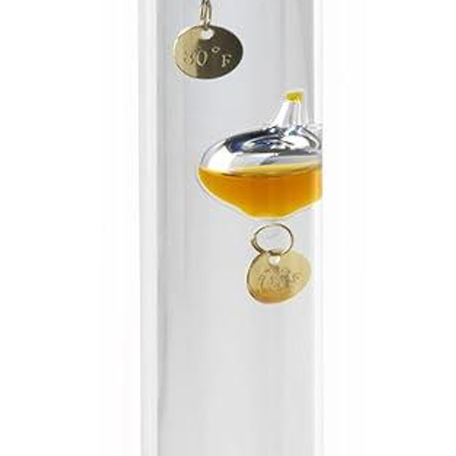 Lily's Home Glass Galileo Thermometer, A Timeless Design That Measures Temperatures from 64ºF to 80ºF, 5 Multi-Colored Spheres (11 Inches)