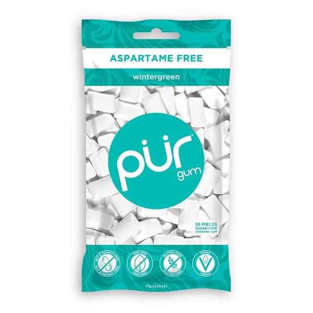 PUR 100% Xylitol Chewing Gum, Wintergreen Mint, Sugar-Free & Aspartame Free, Vegan & Non GMO, 55 Count