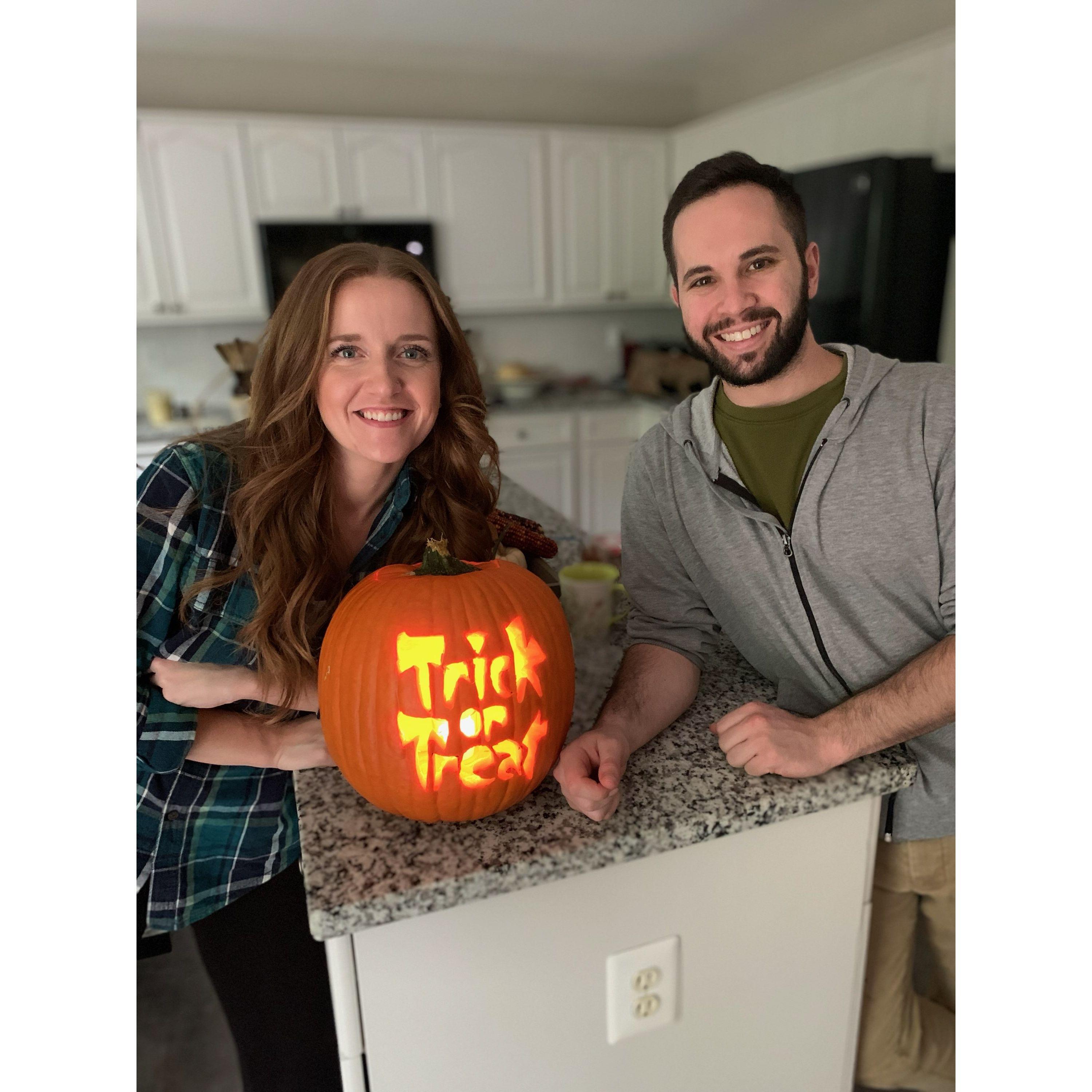 Pumpkin carving with family in Lorton, VA