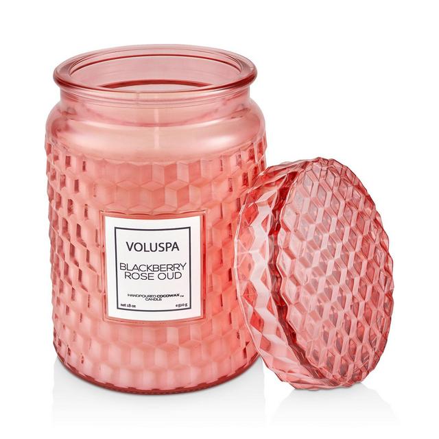 Voluspa Blackberry Rose & Oud Large Glass Jar Candle with Lid