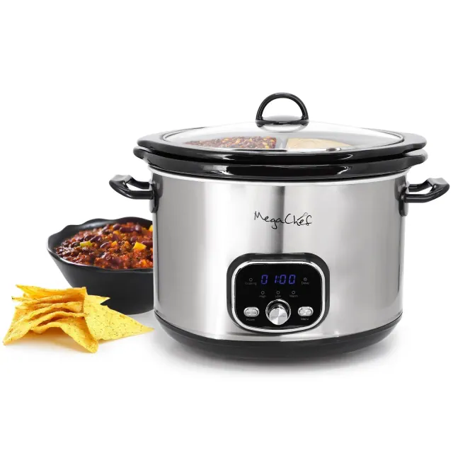 MegaChef Interchangeable 6 Quart and Split 2.5 Quart Slow Cooker and Warmer