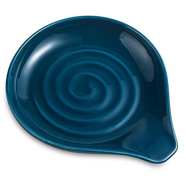 Spoon Rest for Stove Top Cooking Spoon Holder for Kitchen Countertop Large Holder for Spatula, Spoons or Tongs, Framhouse Decor, Blue