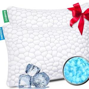 Cooling Pillows King Size Set of 2, CertiPUR-US Shredded Memory Foam Pillows,Soft Yet Supportive Pillow for Sleeping, Cool Pillow for Hot Sleepers,Adjustable Firm Pillow for Side,Back,Stomach Sleepers