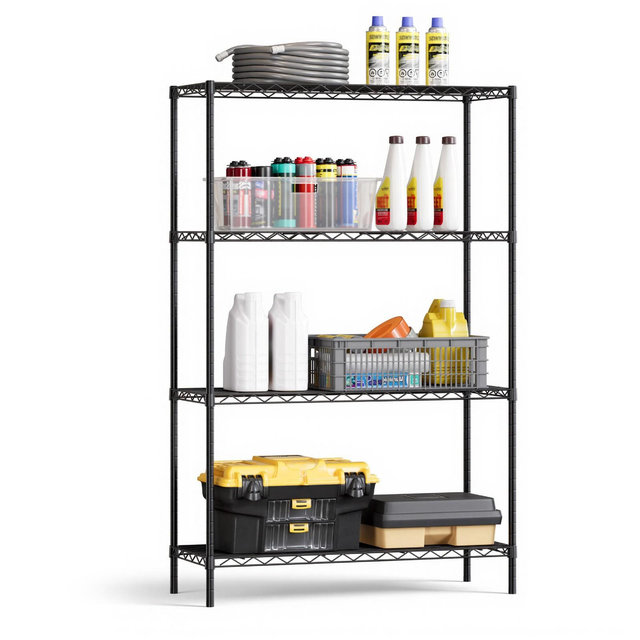 SUGIFT 4 Tier Metal Wire Shelving Unit Adjustable Storage Rack Heavy Duty Shelf Organizer for Kitchen Pantry Closet Garage Office