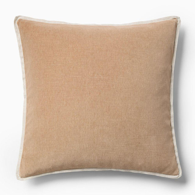 Classic Cotton Velvet Pillow Cover, 20x20, Dark Sandalwood