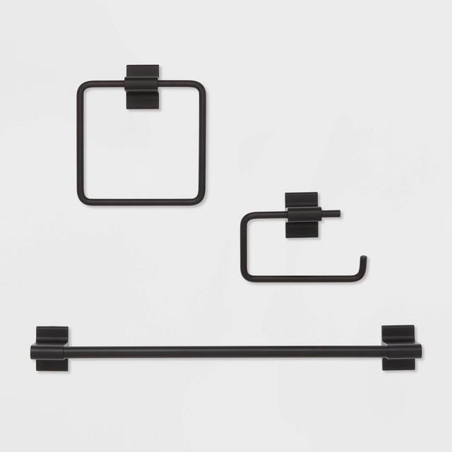 3pc Modern Bath Hardware Set Black - Threshold™