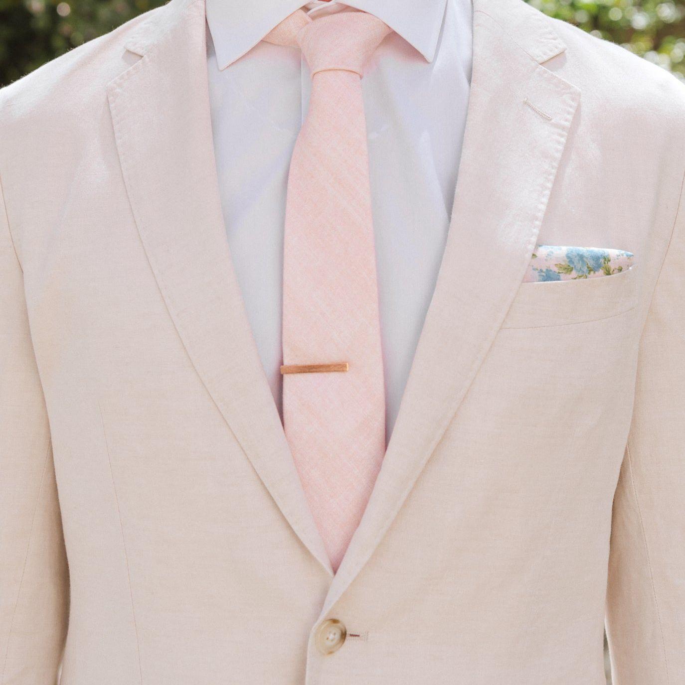SHOW ME YOUR MUMU | Nico Neck Tie $22
*Suit is a dusty blush linen, you can get a similar look from ETSY | Men's 2 Piece Suit: Peach Color for Wedding and Formal Events $143.00*