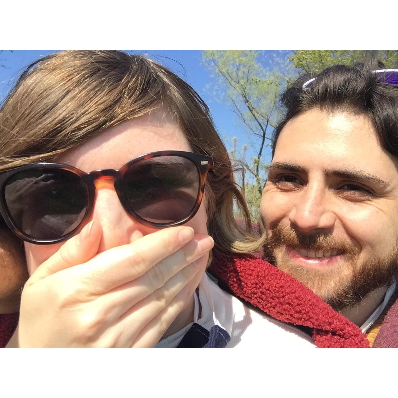 We decided to be engaged after 8 years and one really long walk on May 9, 2020 in the Midewin National Tall-grass Prairie Reserve.