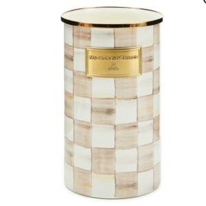 Mocha Check Utensil Holder