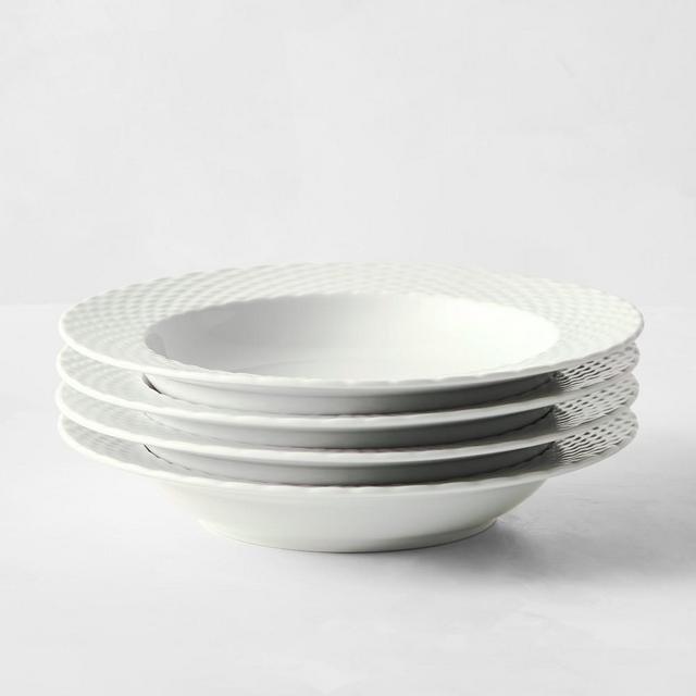 Pillivuyt Basketweave Porcelain Soup Plates, Set of 4