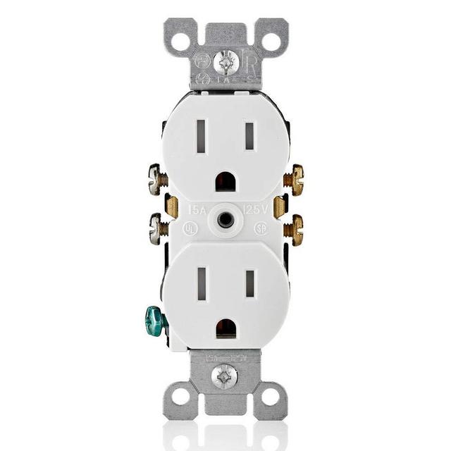 Leviton T5320-WMP M22-Straight Blade Tamper Resistant Duplex Receptacle, 125 V, 15 A, 2 Pole, 3 Wire, 10 pack, White, 10 Piece