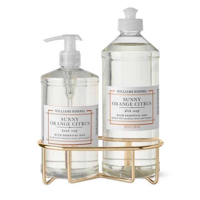 Williams Sonoma Sunny Orange Citrus Hand Soap & Dish Soap 3-Piece Kitchen Set, Gold