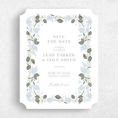 Blue Ticket Wedding Save the Date - Colette Portrait