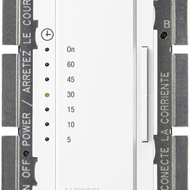 Lutron Maestro Countdown Timer for Fans or Halogen and Incandescent Bulbs, Single-Pole, MA-T51-WH, White