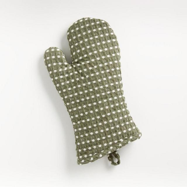 Olive Waffle Chambray Oven Mitt