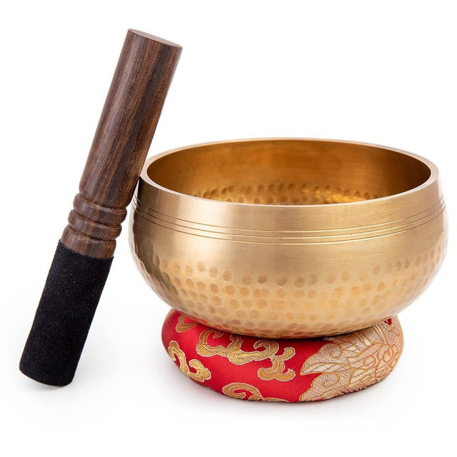 Tibetan Singing Bowl Set - Easy To Play for Beginners - Authentic Handcrafted Mindfulness Meditation Holistic Sound 7 Chakra Healing Gift by Himalayan Bazaar (6")