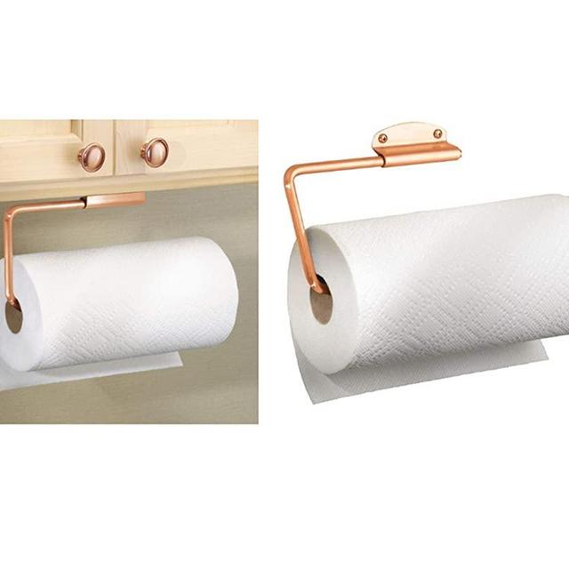 iDesign Forma Metal Swivel Wall Mount Paper Towel Holder Dispenser for Under Cabinet or Door, 4.5" x 12" x 0.5", Copper