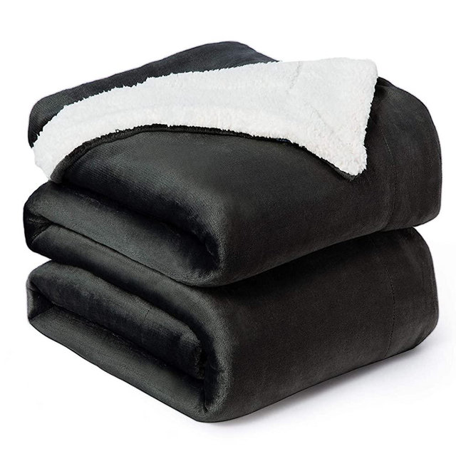 Bedsure Sherpa Fleece Blanket King Size(Not Electrical) Dark Grey Plush Blanket Fuzzy Soft Blanket Microfiber