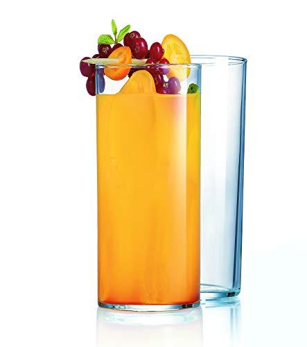 Modern Highball Glasses Set of 12 - Lead-Free Crystal Clear Drinking Glasses, Elegant Glass Cups for Water, Wine, Beer, Cocktails and Mixed Drinks