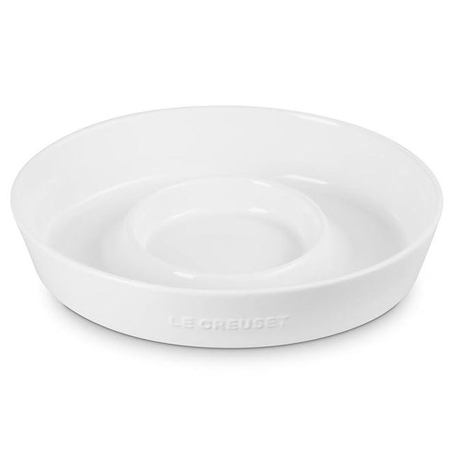 Le Creuset Stoneware Signature Oval Chip and Dip Platter, 13", White