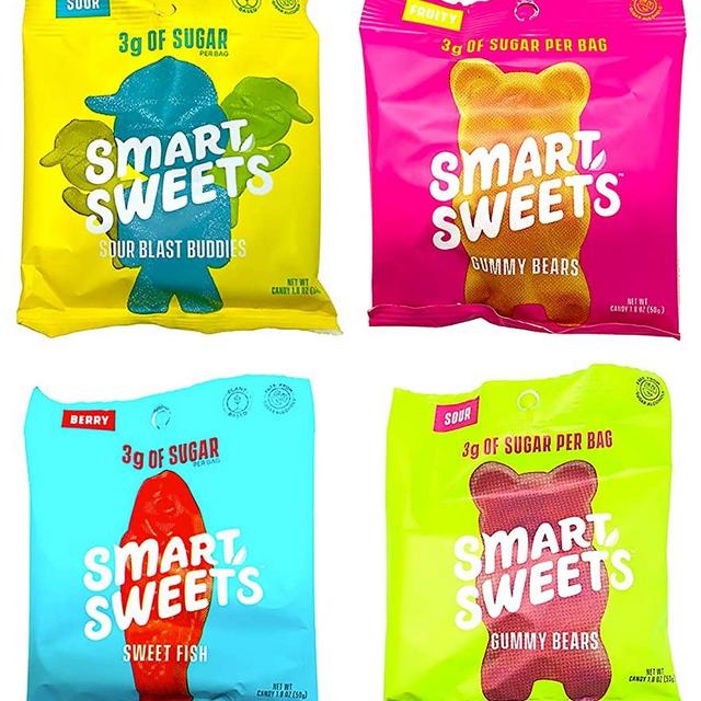 SmartSweets Fruity Gummy Bears, Sour Gummy Bears, Sweet Fish, Sour Buddies, Assortment Pack, Low Carb, Low Sugar, 7.2 oz. Total Keto-Friendly, Stevia Sweetened Fruity