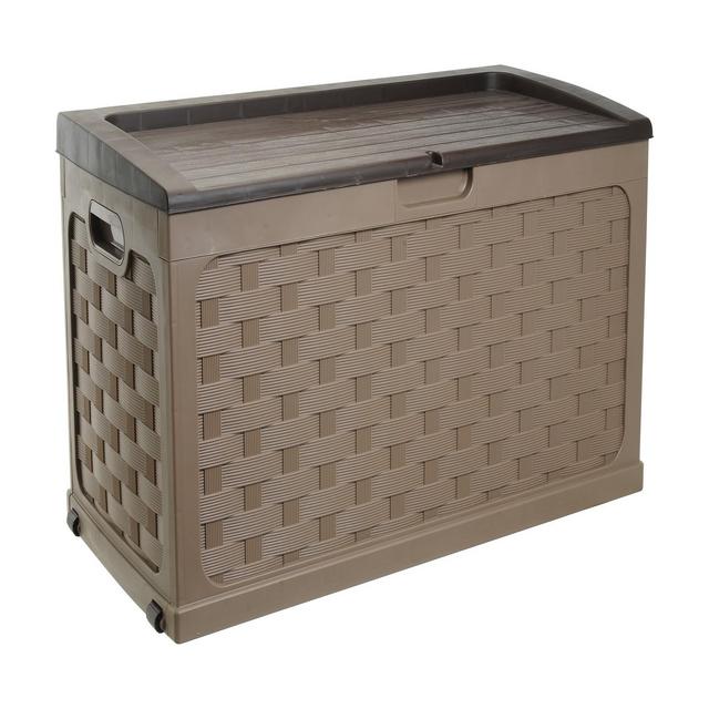 Rattan Deck Box 71 Gallon - Mocha Brown - Starplast