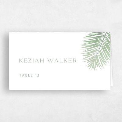 Sage, Green Wedding Place Card - Curacao