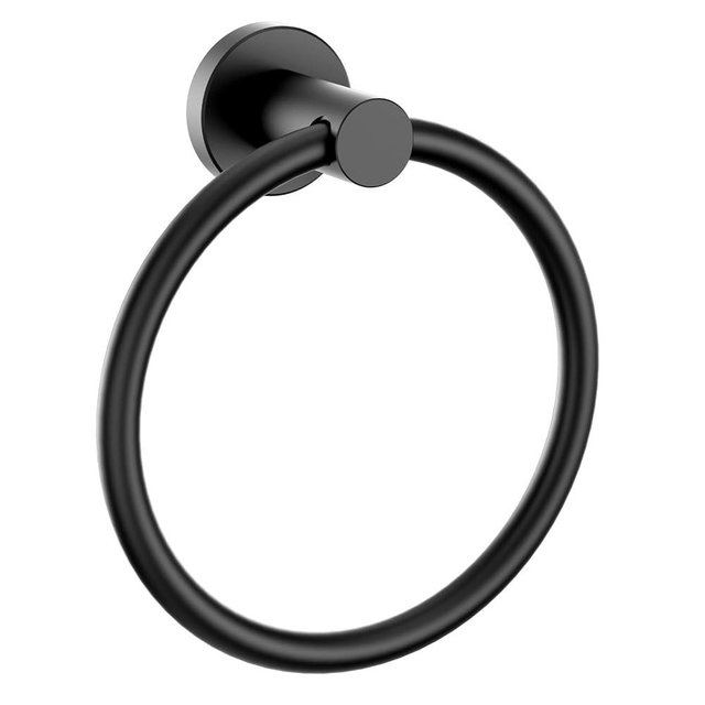 FORIOUS Towel Ring for Bathroom Wall Mounted 304 Stainless Steel, Black Towel Holder Metal Round Suitable for Any Place