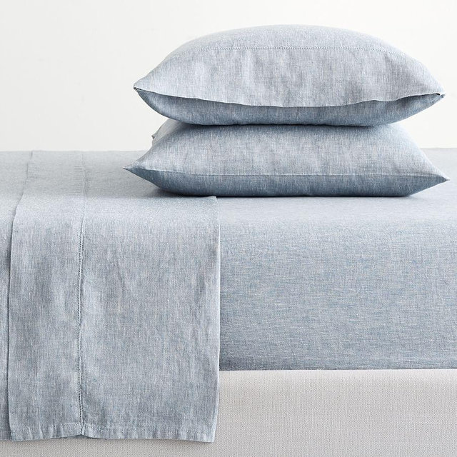 Chambray Belgian Flax Linen Sheet Set, Cal. King