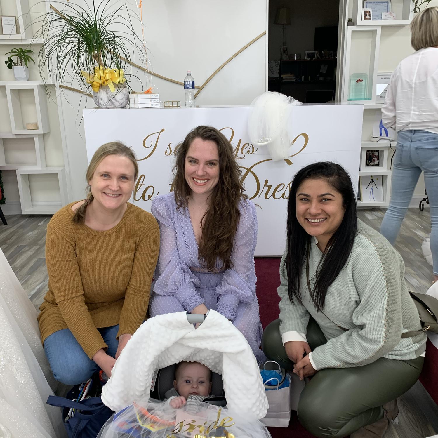 Wedding dress shopping with Angela, Raz and little Maddie