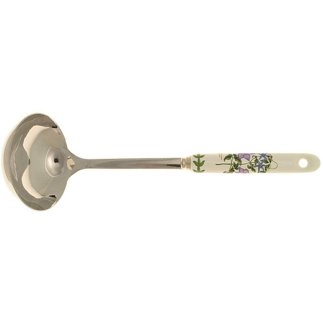 Portmeirion Botanic Garden 12" Soup Ladle | Clematis Floral Design | Fine Porcelain & Stainless Steel | Chip Resistant Glaze | Ideal for Home Gatherings and Intimate Parties