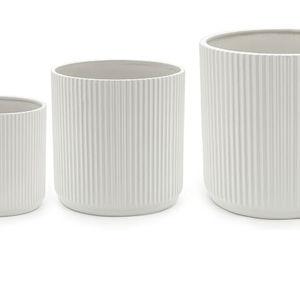 Ceramic Round Indoor Outdoor Planters with Drainage, Set of 3
