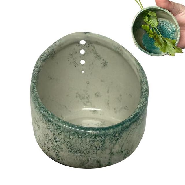 Wegodal Pottery Herb Stripper Bowl, 2025 Upgrade Pottery Herb Stripper Cup Ceramic Herb Peeling Cup, Handmade Different Round Hole Sizes Suitable for Peeling Off The Leafy Assembly (A)