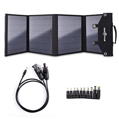 ROCKPALS Foldable 60W Solar Panel Charger for Suaoki/Jackery Explorer 240 / Webetop/Goal Zero Yeti/Paxcess Portable Power Station Generator and USB Devices, QC3.0 USB Ports