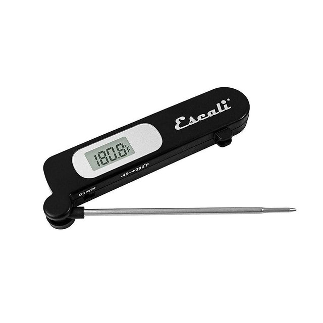Escali DH3 Folding Digital Kitchen Thermometer, Stainless Steel Folding Probe Black, Universal
