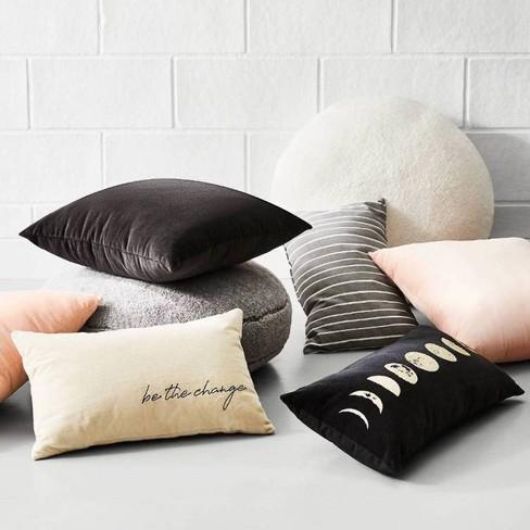 Phases of the Moon Velvet Lumbar Throw Pillow Black - Room Essentials™