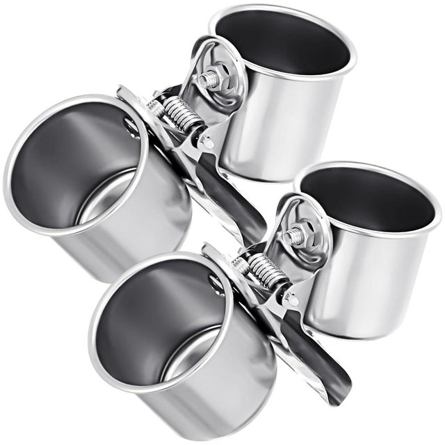 Tioncy 2 Pcs Clip on Water Bowl for Birds Parrot Feeding Double Cups Dishes Hanging Stainless Steel Food Water Bowls with Clip Pet Animal Feeder Cup Holder for Cage Coop Perches Play Stand Accessories