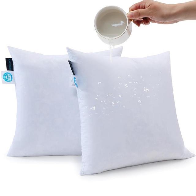 KAKABELL Throw Pillow Inserts Waterproof 24X24 Set of 2 Down Feather Filled Sofa Pillow Inserts with 100% Cotton Shell Decorative Pillows for Couch-Bed Outdoor Cushion Pillow Insert