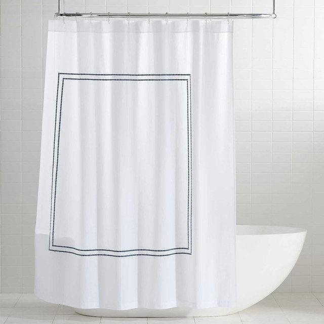 Twilight Pearl Embroidered Organic Shower Curtain, 72"